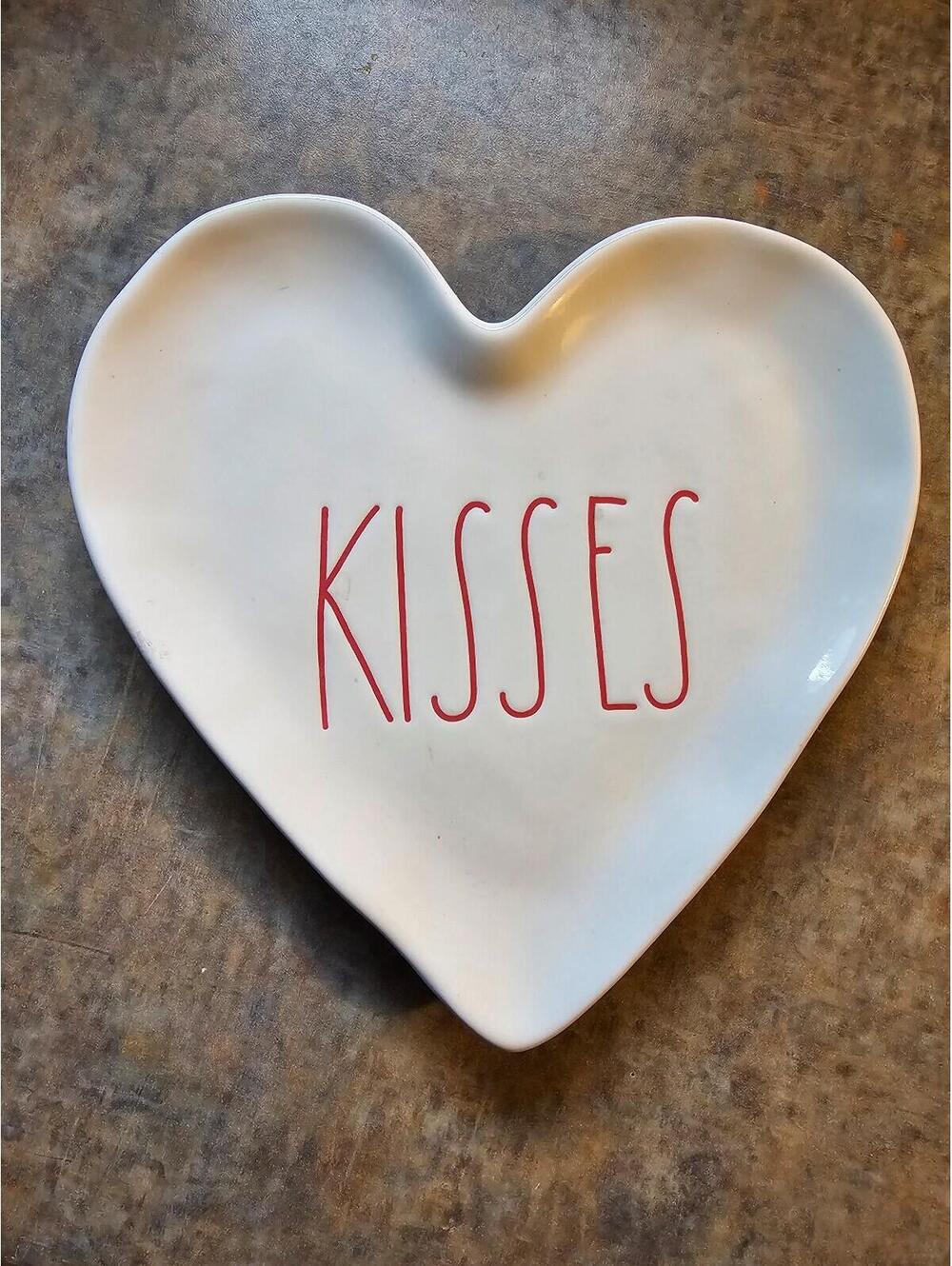 Rae Dunn KISSES Heart Shaped Dish Plate Artisan Collection by Magenta